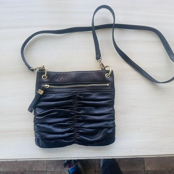 ETIENNE AIGNER Crossbody Black leather Ruched leather design Vintage Career - Picture 1 of 11